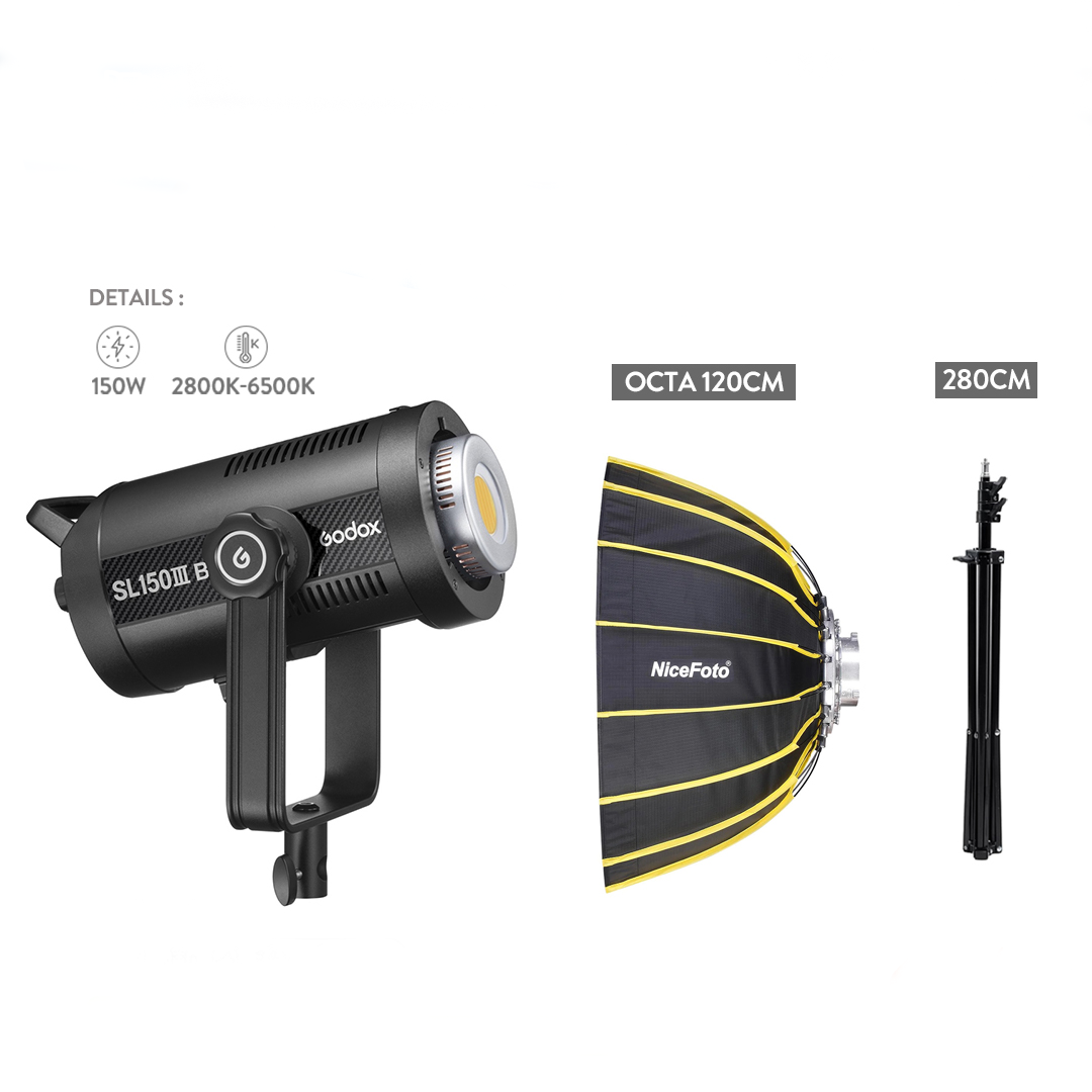 frccxd Kit Eclairage Studio GODOX SL150 III Bi ( Bi-Color / 160W ) ( Nicefoto 120cm ) – Image 1