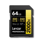 CARTE MÉMOIRE LEXAR SD2000X V90 8K GOLD 64GB