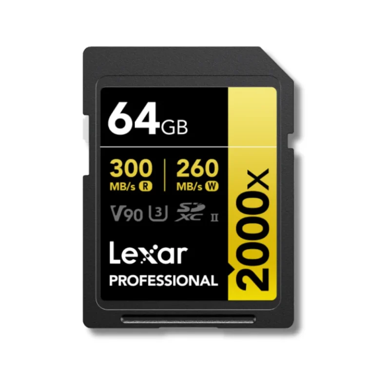 CARTE MÉMOIRE LEXAR SD2000X V90 8K GOLD 64GB