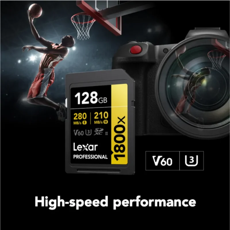CARTE MÉMOIRE LEXAR SD1800X V60 GOLD 128GB