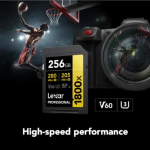 CARTE MÉMOIRE LEXAR SD1800X V60 GOLD 256GB