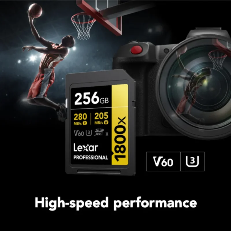 CARTE MÉMOIRE LEXAR SD1800X V60 GOLD 256GB