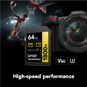 CARTE MÉMOIRE LEXAR SD1800X V60 GOLD 64GB