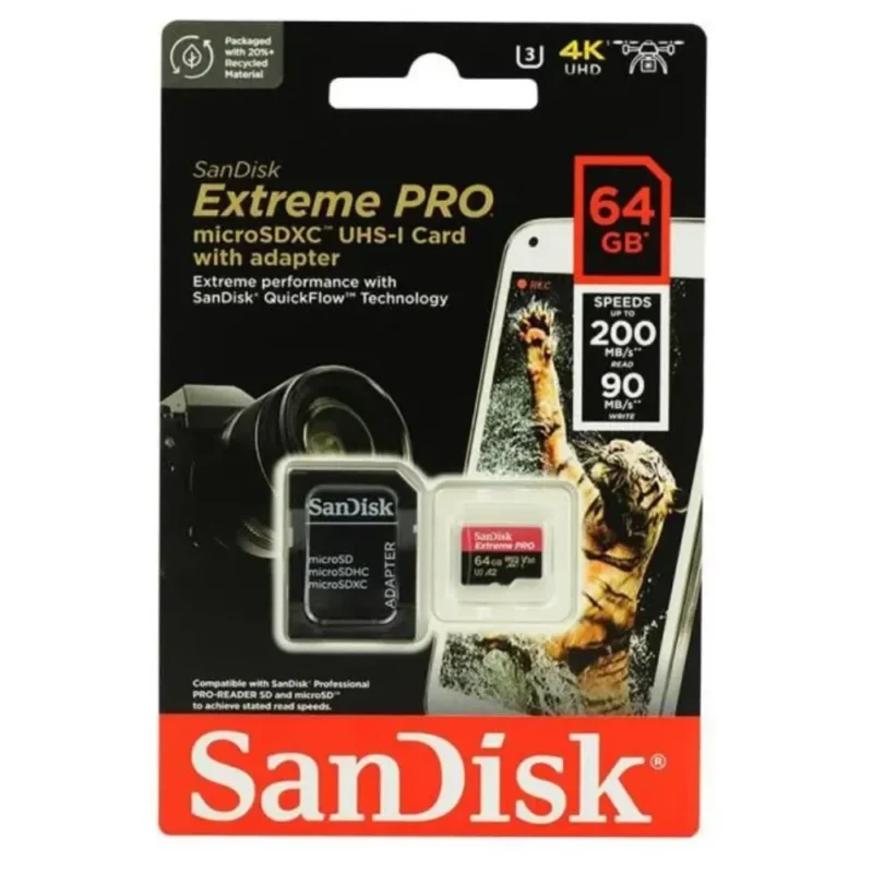 CARTE MEMOIRE SANDISK MICRO SD EXTREME PRO 64GB 200MB/S