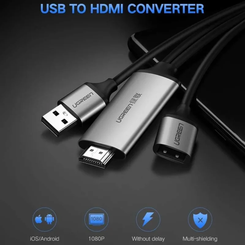 CABLE UGREEN USB MALE / FEMALE TO HDMI 50291