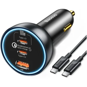 CHARGEUR AUTO BASEUS 160W + CABLE TYPE-C TO TYPE-C